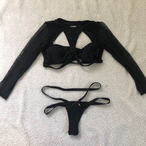 Long sleeve strappy bathing suit